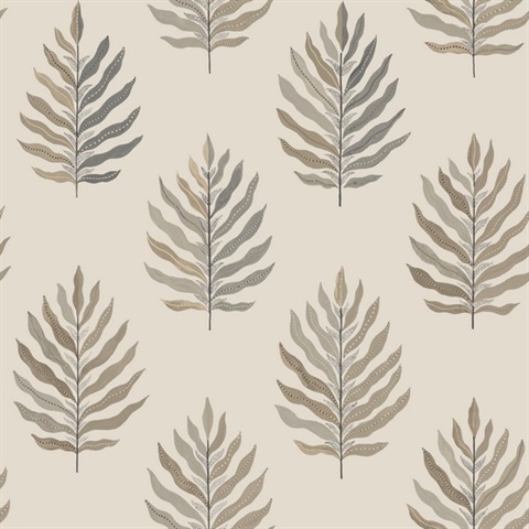 Miramar Sand Mediterranean Palm Leaf Wallpaper