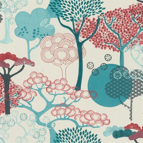 Misaki Red Asian Scenic Tree Wallpaper