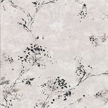 Misty Grey Distressed Dandelion Wallpaper