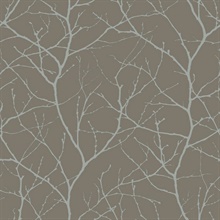 Mocha &amp; Silver Trees Silhouette Wallpaper