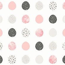 Mod Eggs Geometric Pink & Black Peel and Stick Wallpaper