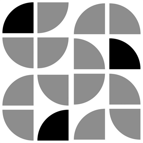 Mod Geo Crescents Grey Peel and Stick Wallpaper