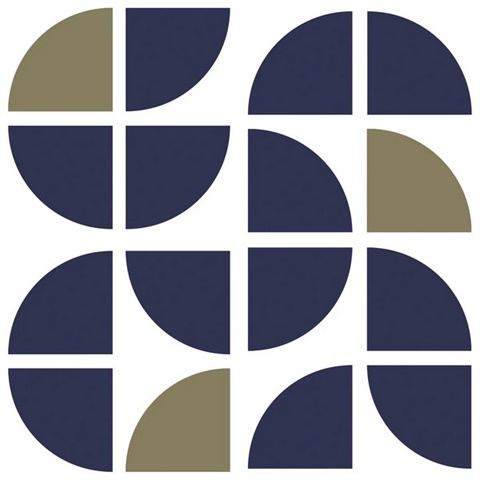 Mod Geo Crescents Navy Peel and Stick Wallpaper