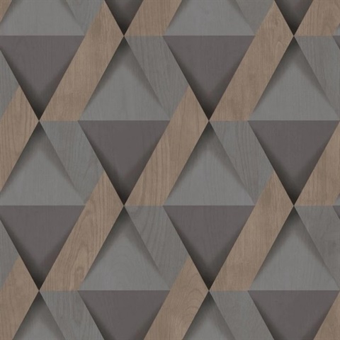Modern Losange Wood Dark Grey Wallpaper