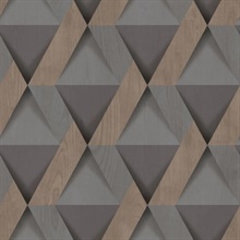 Modern Losange Wood Dark Grey Wallpaper