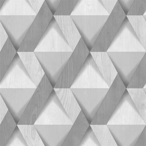 Modern Losange Wood Light Grey Wallpaper