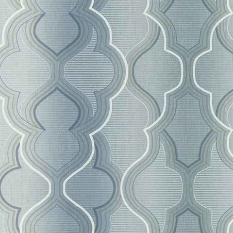 Modern Ombre Blue Damask Wallpaper