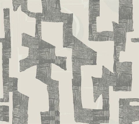 Modern Tribal Linen & Charcoal Wallpaper