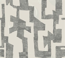 Modern Tribal Linen & Charcoal Wallpaper