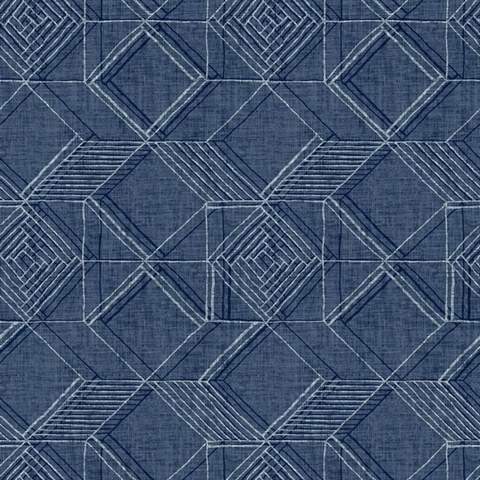 Moki Dark Blue Lattice Textured Geometric Wallpaper
