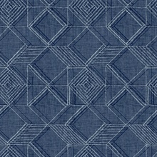 Moki Dark Blue Lattice Textured Geometric Wallpaper