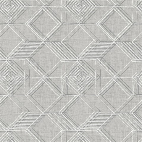 Moki Grey Lattice Textured Geometric Wallpaper