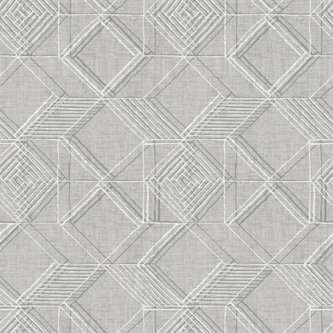 Moki Grey Lattice Textured Geometric Wallpaper