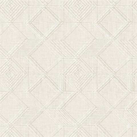 Moki Light Beige Lattice Textured Geometric Wallpaper