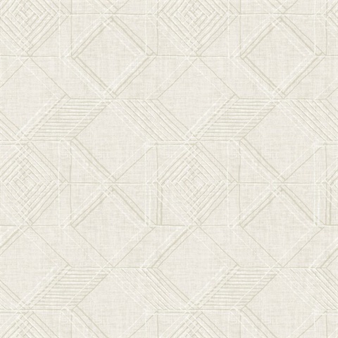 Moki Light Beige Lattice Textured Geometric Wallpaper