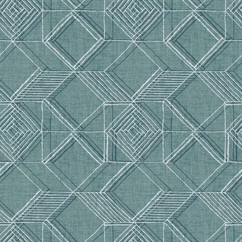Moki Teal Lattice Textured Geometric Wallpaper