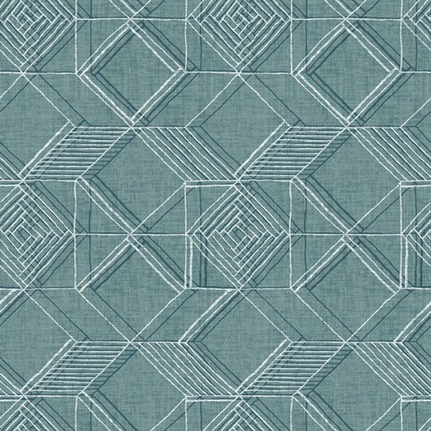 Moki Teal Lattice Textured Geometric Wallpaper