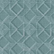 Moki Teal Lattice Textured Geometric Wallpaper