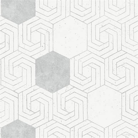 Momentum Silver & White Geometric Wallpaper