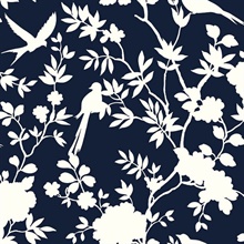 Mono Toile Chinoiserie Midnight Blue Peel and Stick Wallpaper