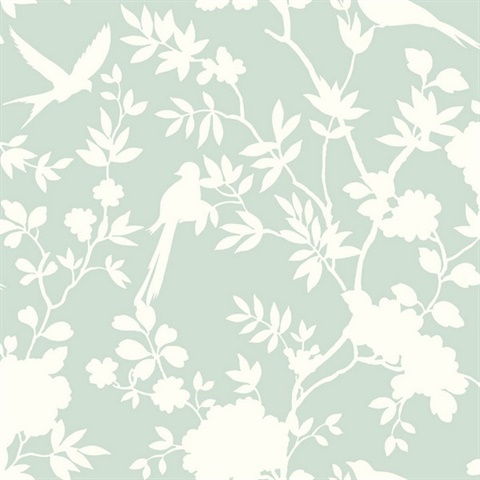 Mono Toile Chinoiserie Seaglass Peel and Stick Wallpaper