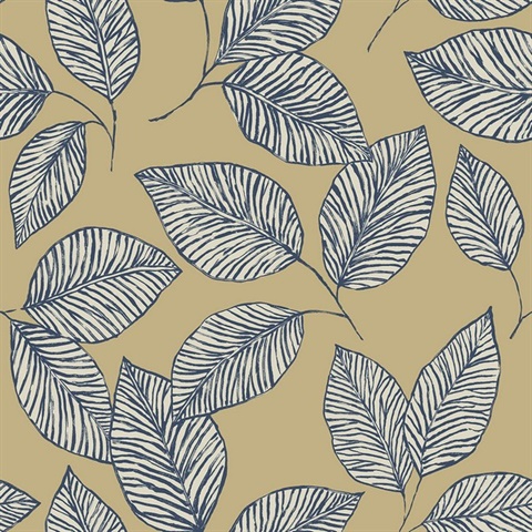 Monroe Hazelnut Leaf Wallpaper