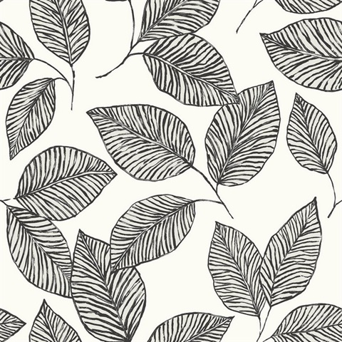 Monroe Inkwell Leaf Wallpaper