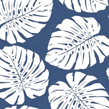 Monstera Leaf Botanical Blue Peel and Stick Wallpaper