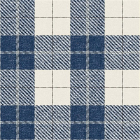Montana Navy And White Plaid Wallpaper