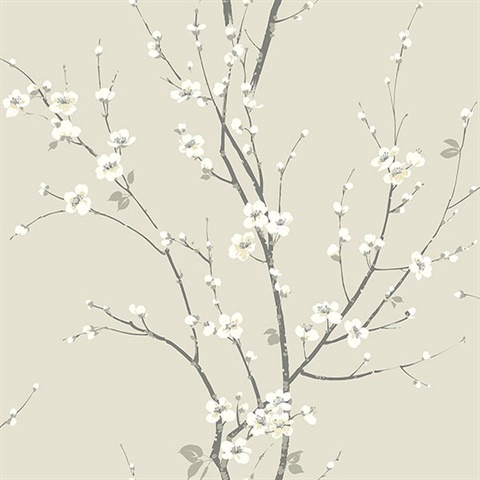 Monterey Ivory Floral Branch Wallpaper