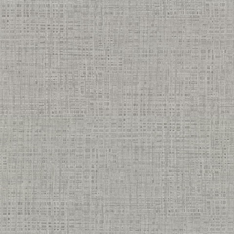 Montgomery Pewter Faux Grasscloth Vinyl Wallpaper