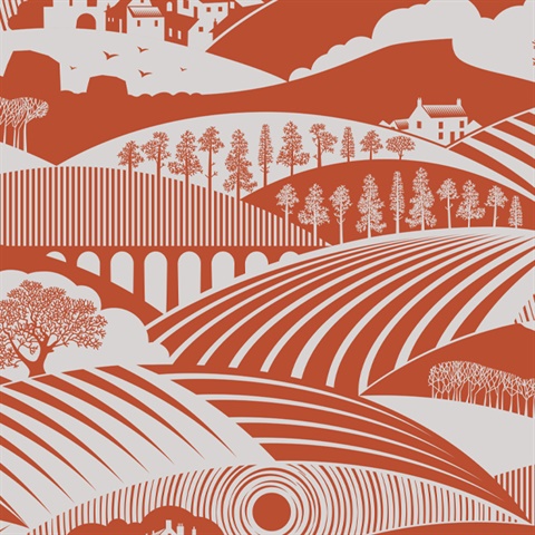 Moordale - Harvest Orange colourway wallpaper