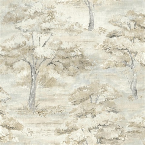 Moreno Neutral Woodland Wallpaper