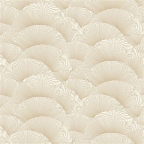 Morning Shell Cream & Gold Scallops Wallpaper