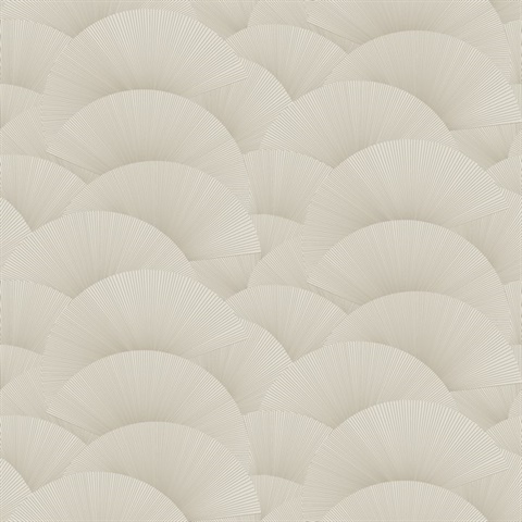 Morning Shell Taupe & Gold Scallops Wallpaper