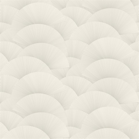 Morning Shell White & Silver Scallops Wallpaper