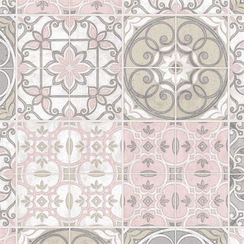 Moroccan Tile Pink Wallpaper