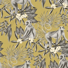 Morris Mustard Tropical Jungle Monkey Wallpaper