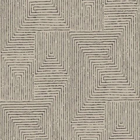 Mortenson Taupe Geometric Wallpaper