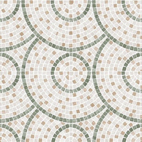Mosaic Mirage Green and Neutrals Wallpaper