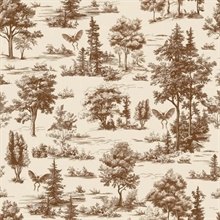Mothman Novelty Toile Brown Peel and Stick Wallpaper