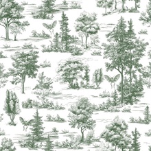Mothman Novelty Toile Green Peel and Stick Wallpaper