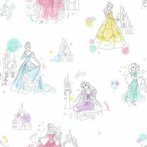 Multcolored Disney Princess Pretty Elegant Wallpaper