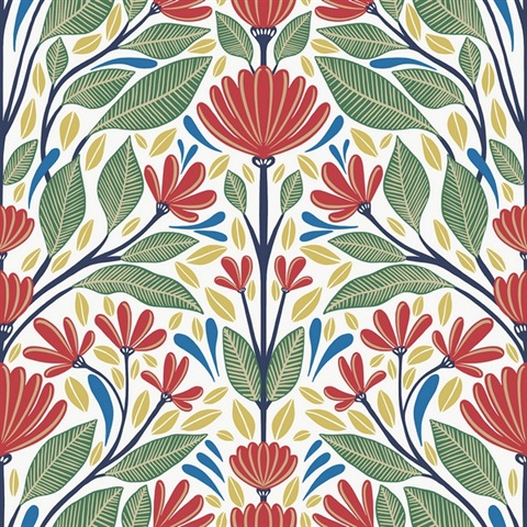 Multi Carmela Scandinavian Floral Wallpaper