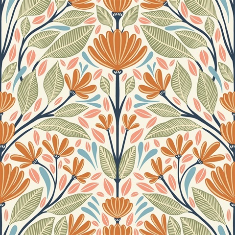Multi Carmela Scandinavian Floral Wallpaper