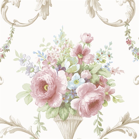 Multi Colored Floral Acanthus Scroll