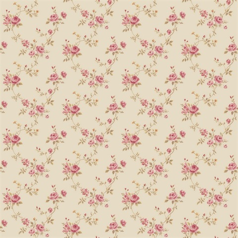 Multi Floral Trail Beige Wallpaper