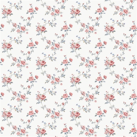 Multi Floral Trail Blue Wallpaper