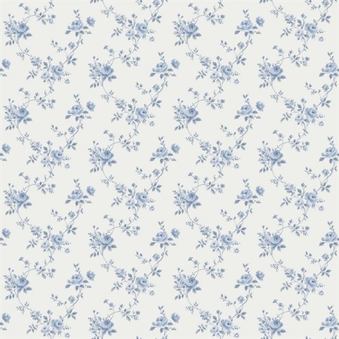 Multi Floral Trail Blue Wallpaper