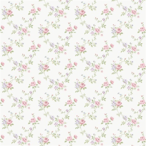 Multi Floral Trail Green Wallpaper